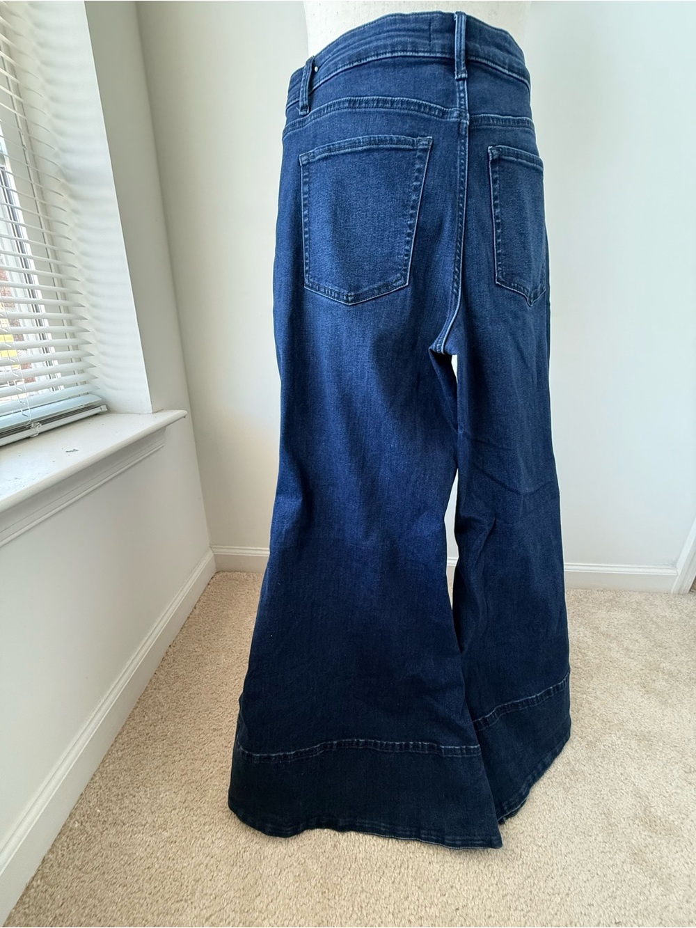 Free People La Rosa Flared Ultramarine- Dark Indigo Wide-Leg Flare Jeans - Picture 5 of 11